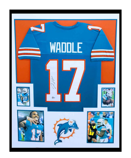 Jaylen Waddle Autographed Miami Dolphins Jersey Framed 35x43 Beckett COA!