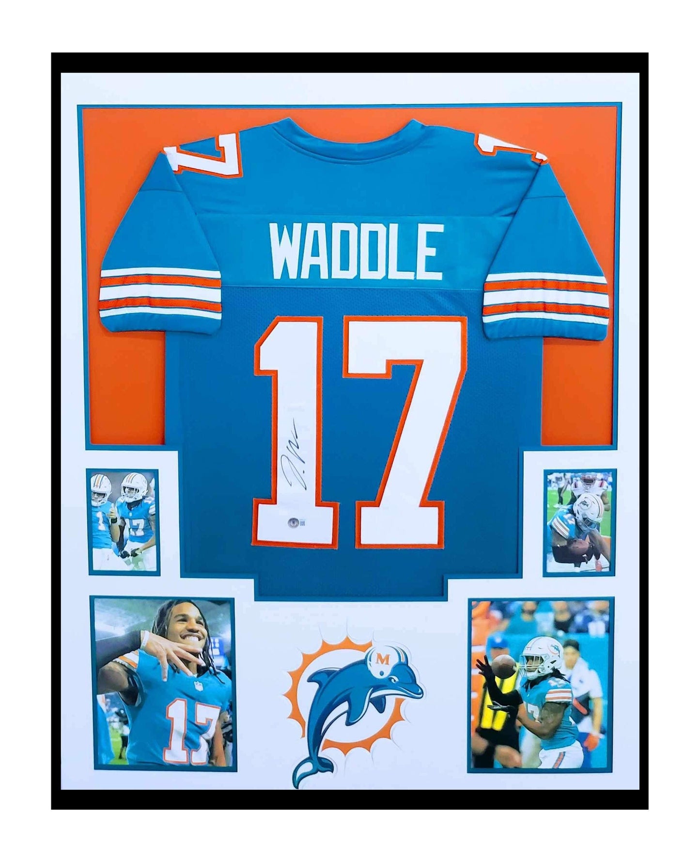 Jaylen Waddle Autographed Miami Dolphins Jersey Framed 35x43 Beckett COA!