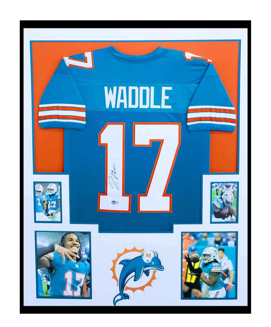 Jaylen Waddle Autographed Miami Dolphins Jersey Framed 35x43 Beckett COA!