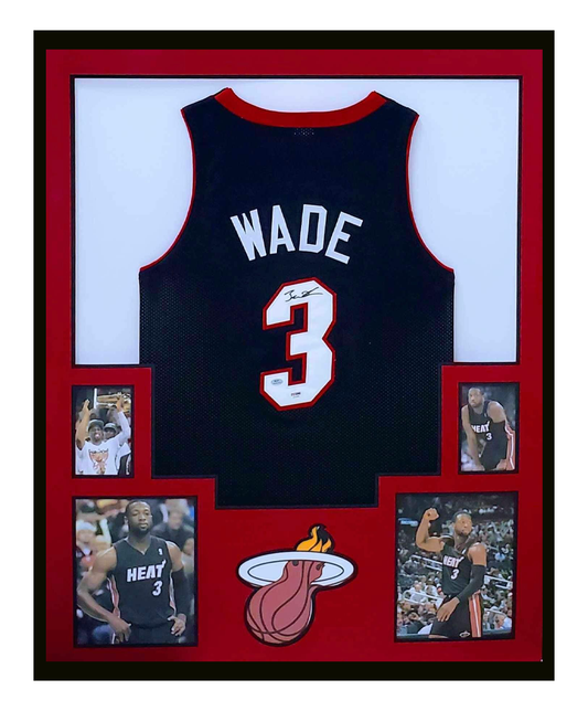 Dwyane Wade Autographed Jersey Framed 35x43 Miami Heat JSA COA