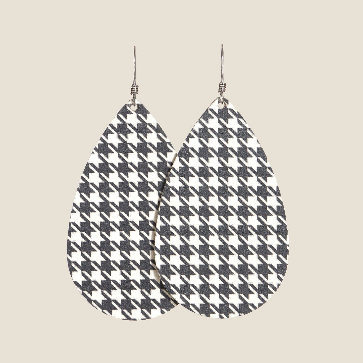 White & Black Houndstooth Teardrops