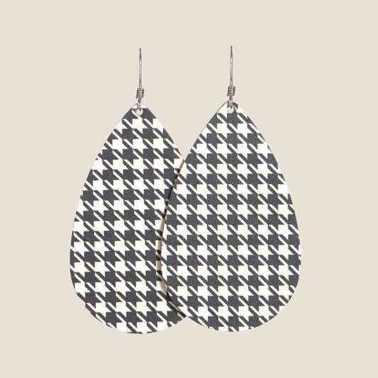 White & Black Houndstooth Teardrops