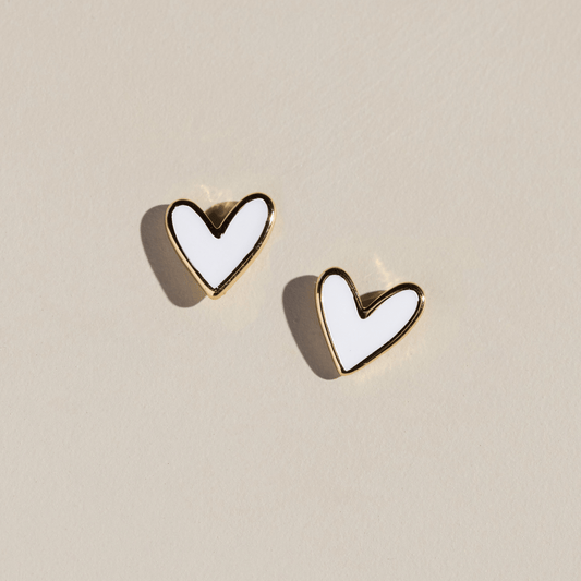White Sweetheart Studs