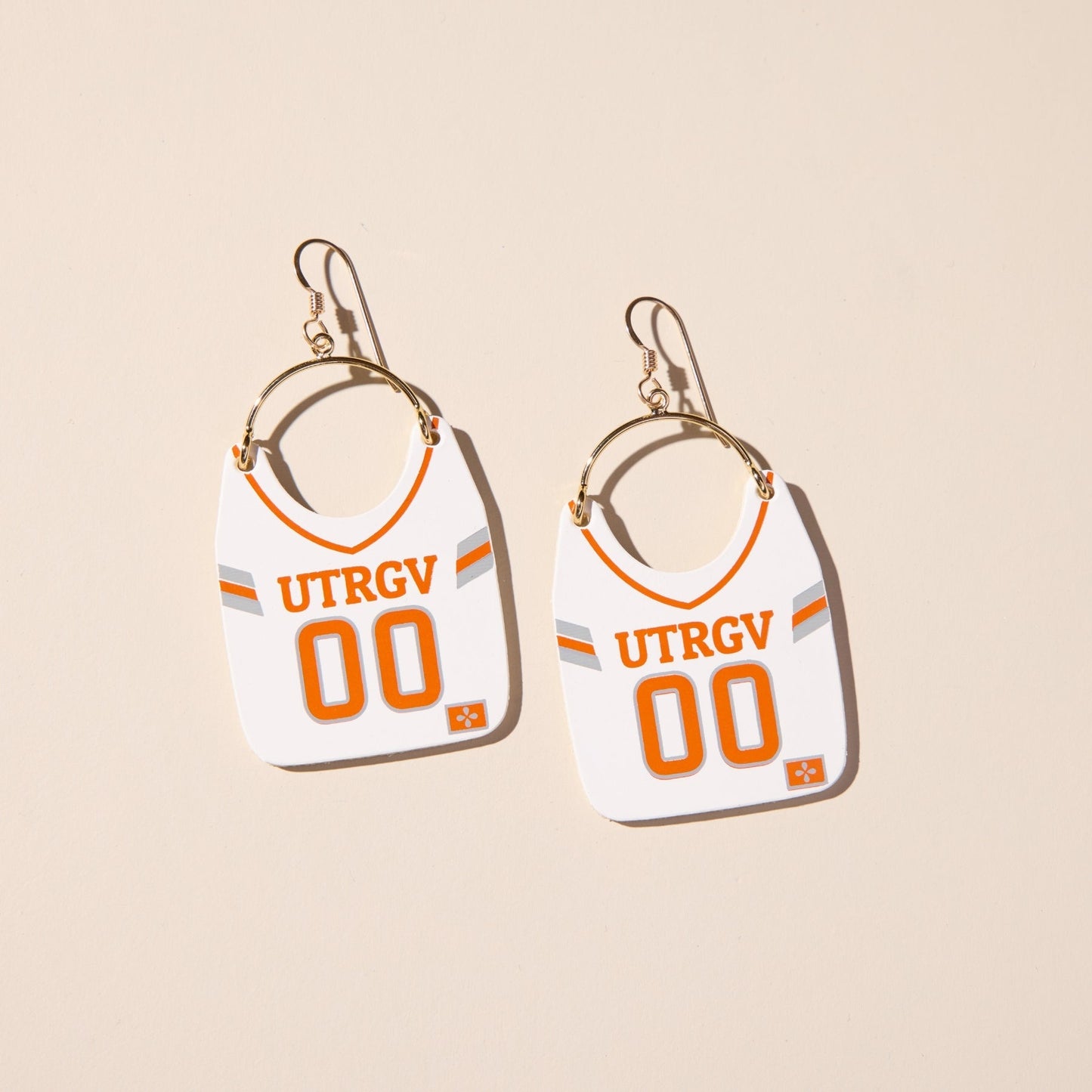 White UTRGV Football Jersey Earrings