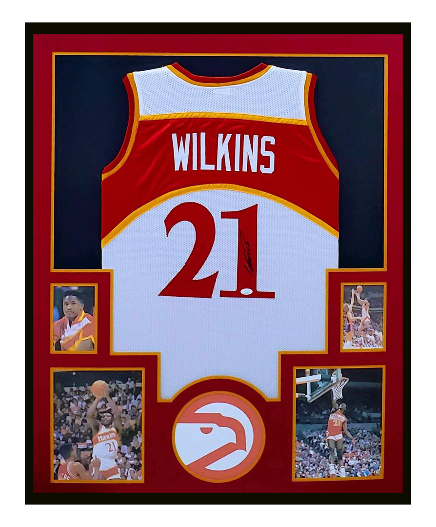 Dominique Wilkins Autographed Jersey Framed 35x43 Atlanta Hawks JSA COA