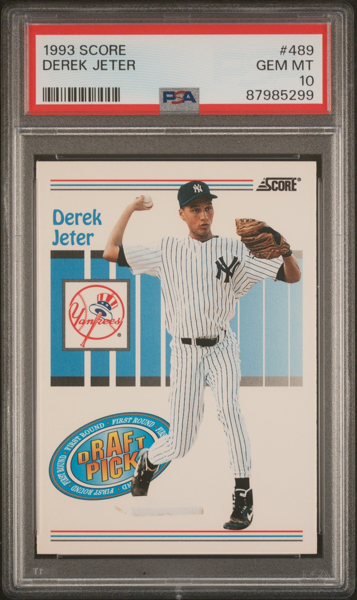 Graded 1993 Score Derek Jeter #489 Rookie RC Baseball Card PSA 10 Gem Mint