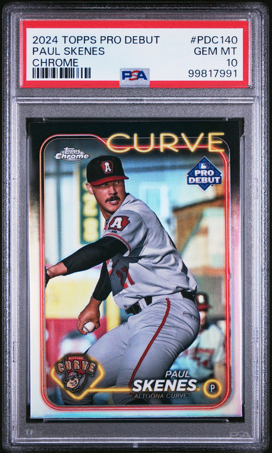 Graded 2024 Topps Pro Debut Paul Skenes #PDC140 Chrome Rookie RC Baseball Card PSA 10 Gem Mint