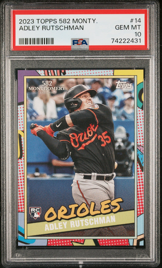 Graded 2023 Topps 582 Monty Adley Rutschman #14 Rookie RC Baseball Card PSA 10 Gem Mint