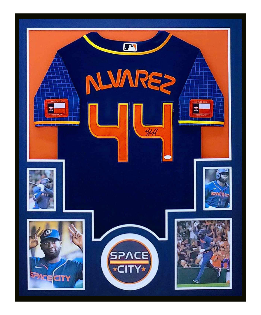 Yordan Alvarez Autographed Space City Jersey Framed Houston Astros 35x43 JSA COA