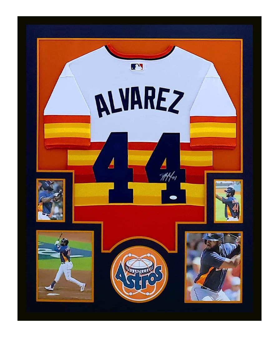 Yordan Alvarez Autographed Retro Jersey Framed Houston Astros 35x43 JSA COA