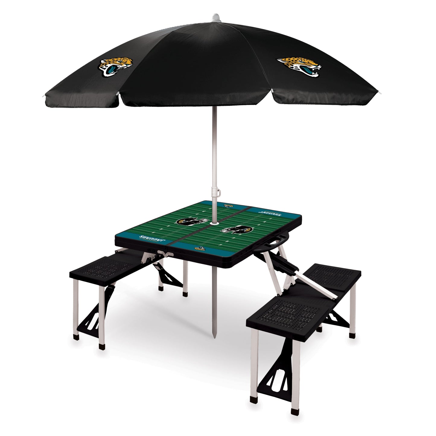 Jacksonville Jaguars - Picnic Table Portable Folding Table with Seats and Umbrella