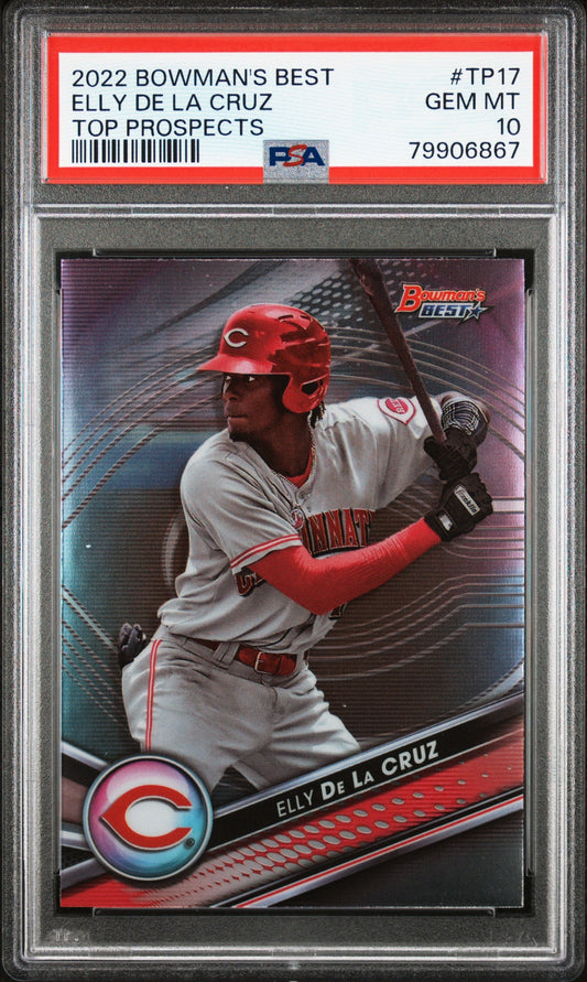 Graded 2022 Topps Bowmans Best Elly De La Cruz #TP17 Top Prospects Rookie RC Baseball Card PSA 10 Gem Mint